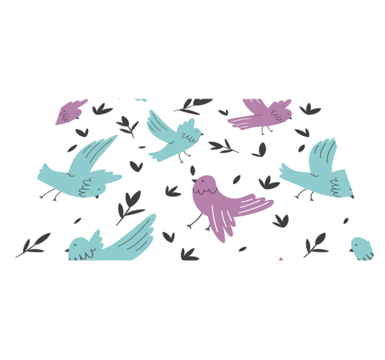 Tappeto vinile animali uccelli blu e viola - TenStickers