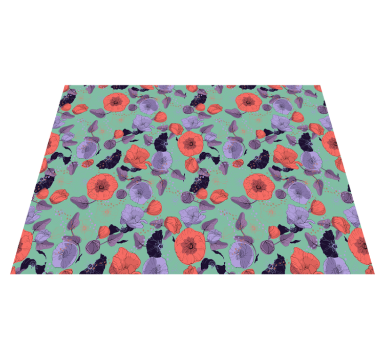 Tappeto vinile fiori papaveri eleganti - TenStickers