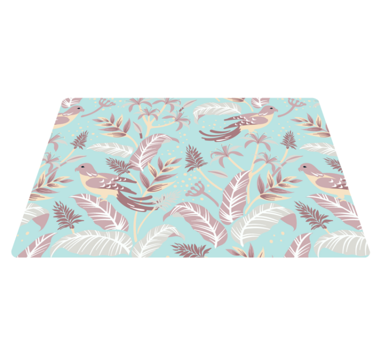Tappeto vinile fiori motivo floreale blu e rosa - TenStickers