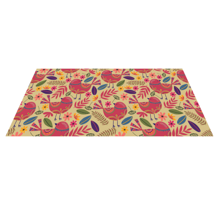 Tappeto vinile fiori motivi di uccelli colorati - TenStickers