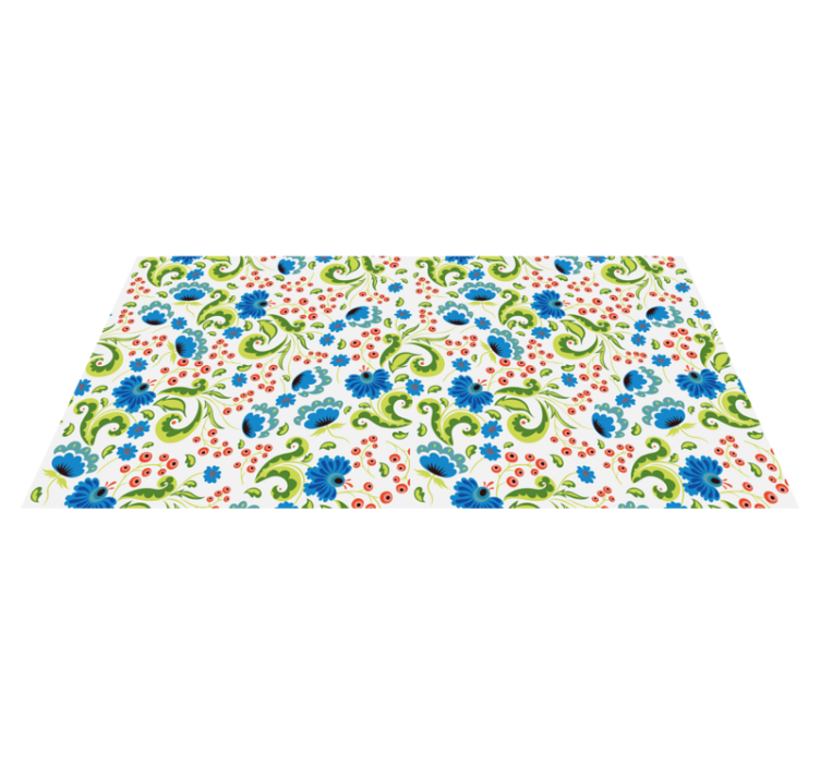 Tappeto vinile fiori fiori verdi e blu ovunque - TenStickers