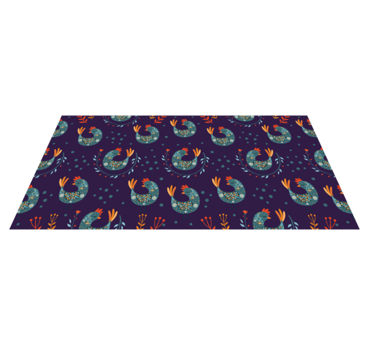 Tappeto vinile fiori polli viola e fiori - TenStickers