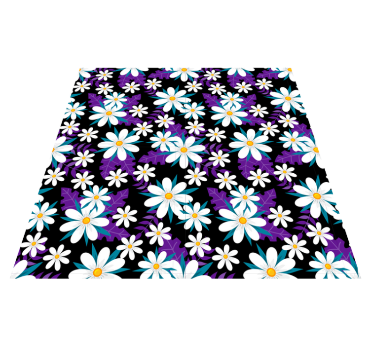 Tappeto vinile fiori fiori su sfondo nero - TenStickers