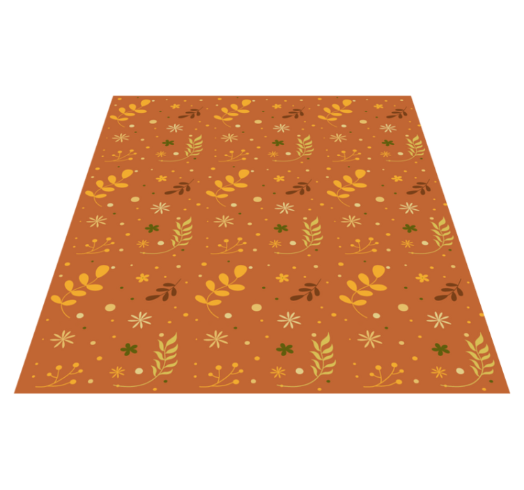 Tappeto vinile fiori tonalità arancione foglie - TenStickers