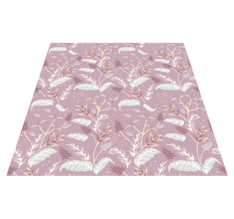 Tappeto vinile fiori design foglie tropicali rosa - TenStickers