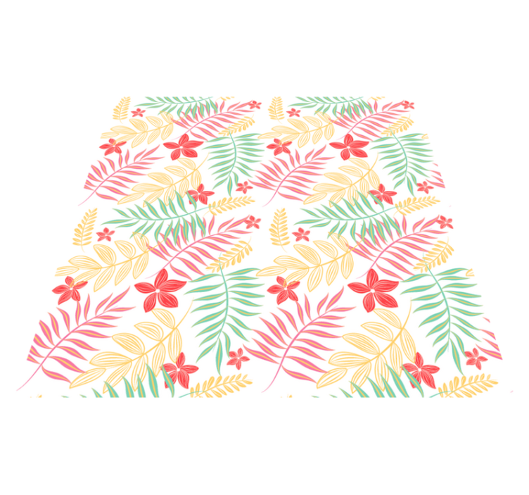 Tappeto vinile fiori design foglie neon - TenStickers