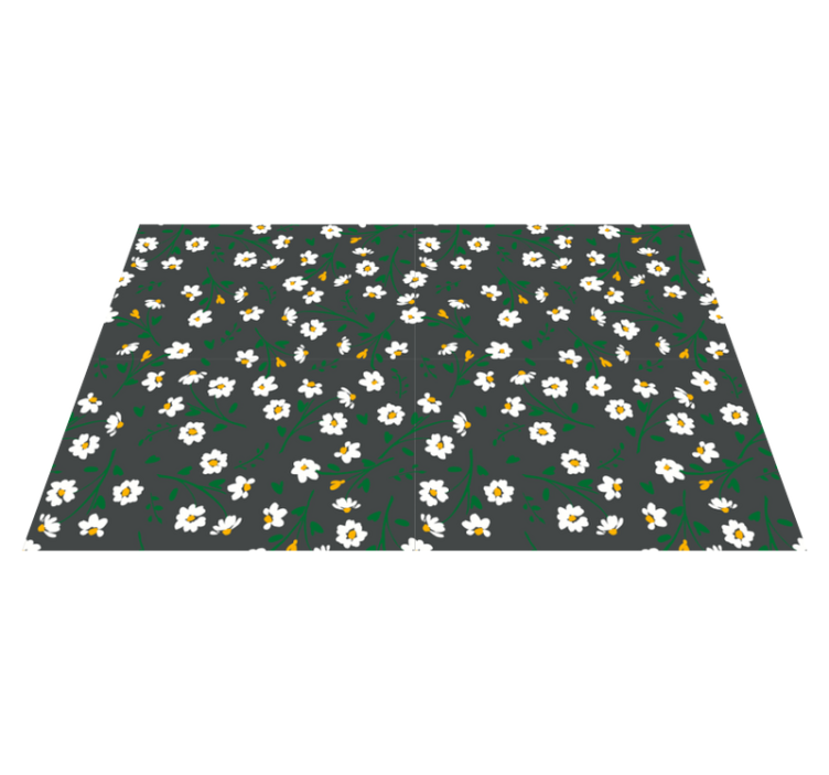 Tappeto vinile fiori margherite su sfondo grigio - TenStickers