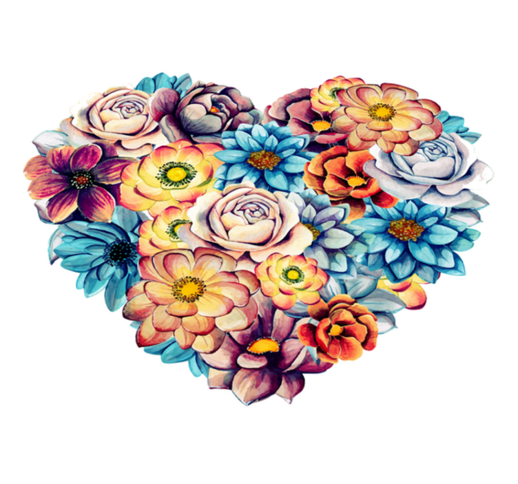 Tappeto vinile fiori cuore bello pieno di fiori - TenStickers