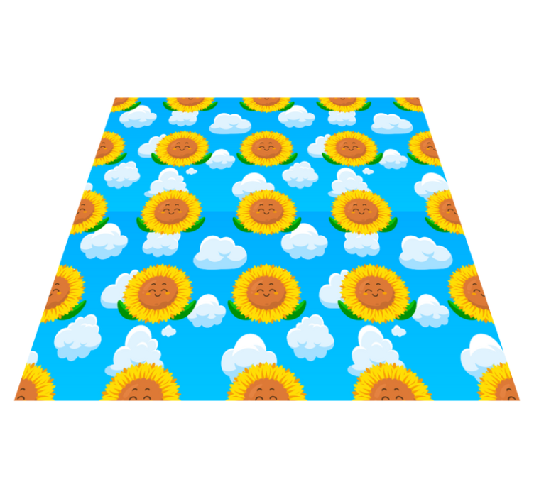 Tappeto vinile fiori fiore giallo sorridente nel cielo - TenStickers