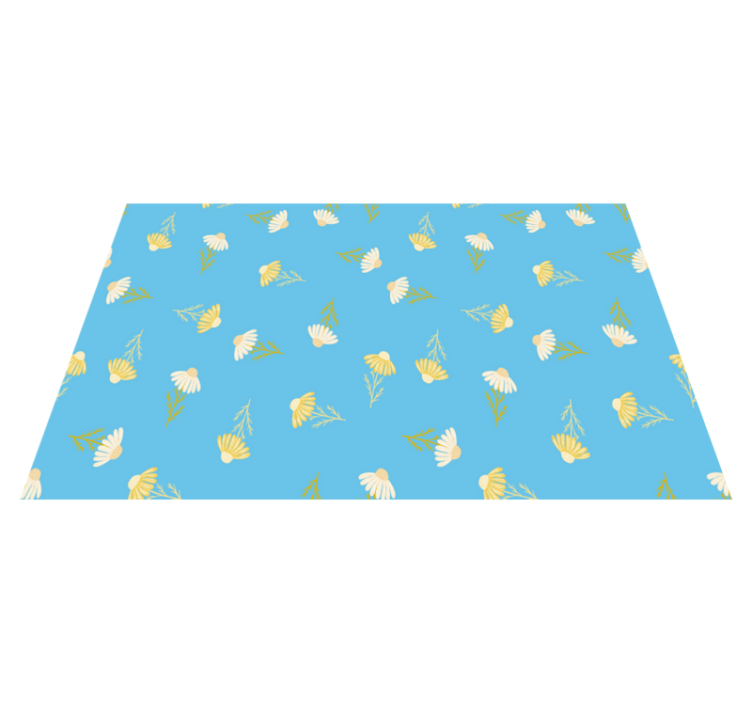 Tappeto vinile fiori motivo margherite sfondo blu - TenStickers
