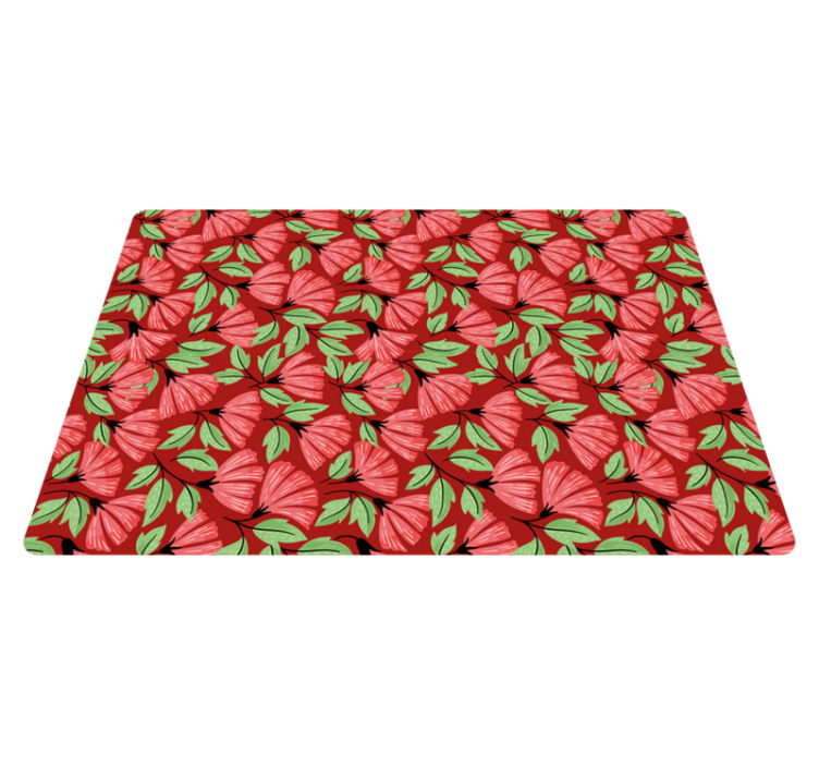 Tappeto vinile fiori motivo rosso vintage - TenStickers