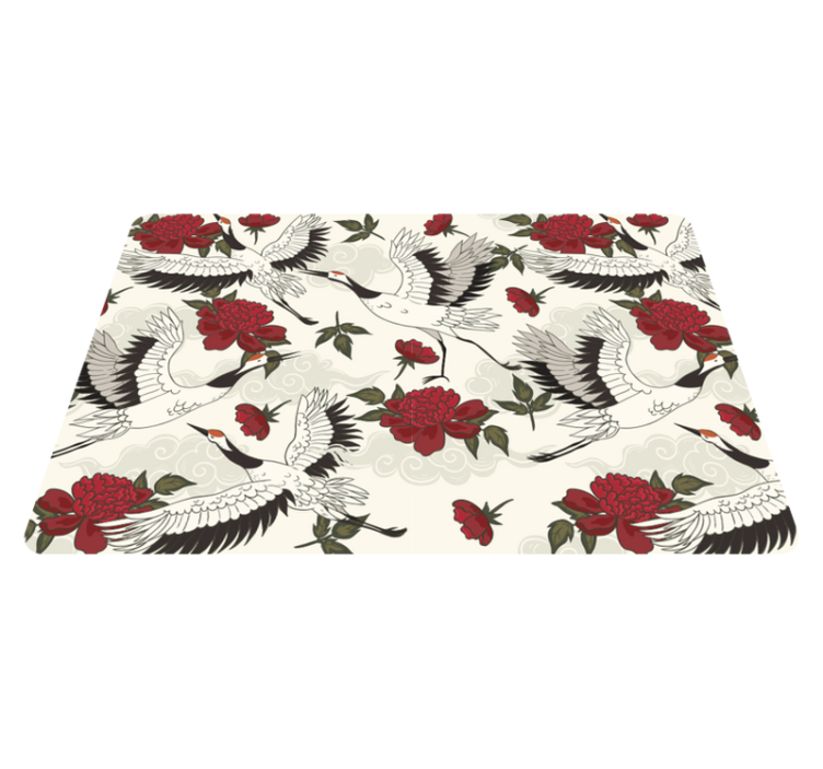Tappeto vinile fiori motivi di uccelli in toni terra - TenStickers