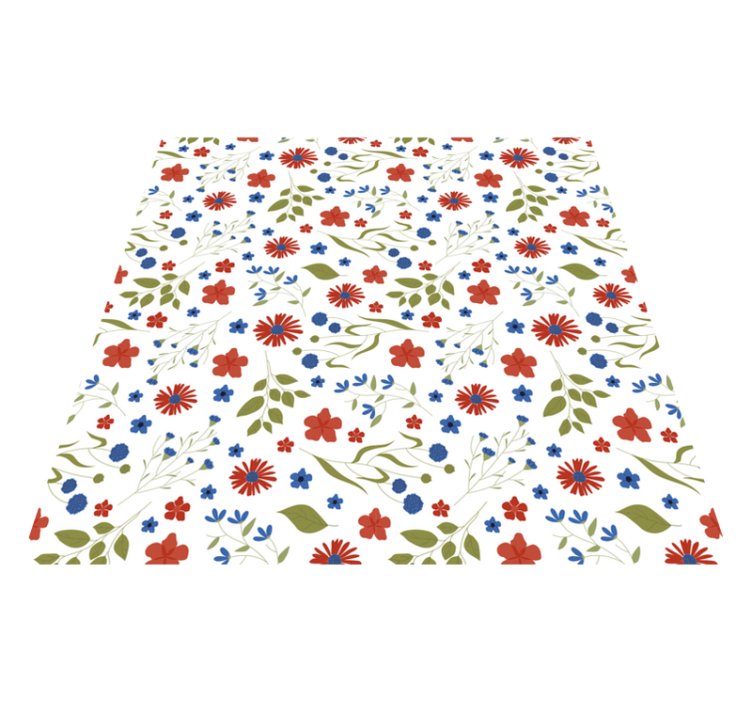 Tappeto vinile fiori motivi giardino blu e rossi - TenStickers