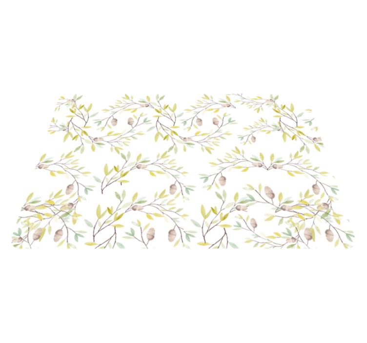 Tappeto vinile fiori motivo foglie verdi acquerello - TenStickers