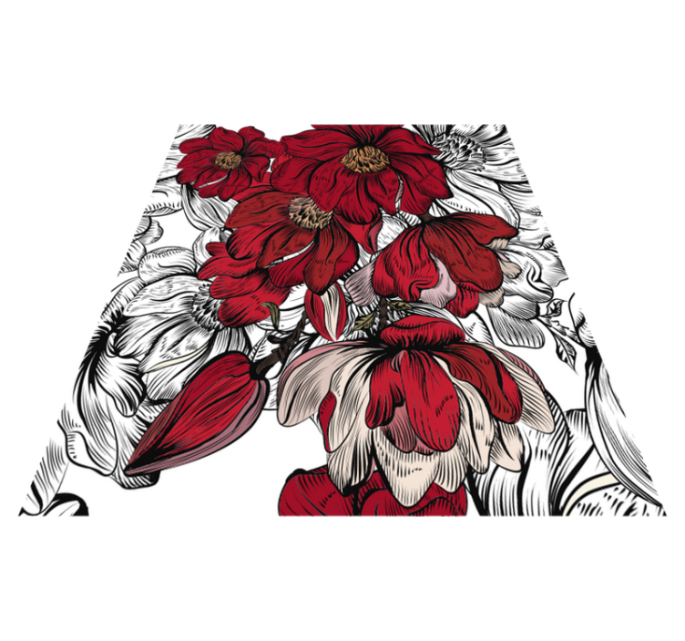 Tappeto vinile sala da pranzo fiori rossi e bianchi - TenStickers