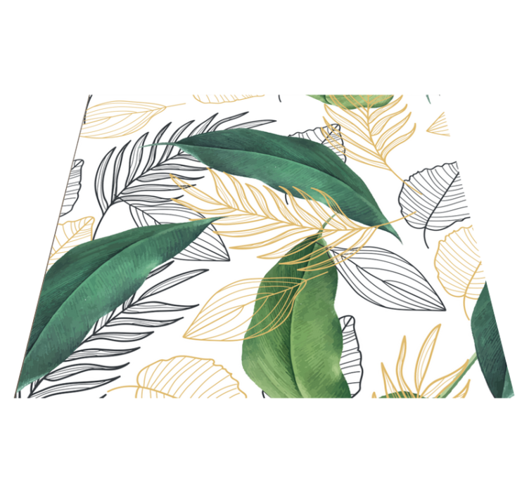 Tappeto pvc cucina foglie verdi e dorate artistiche - TenStickers