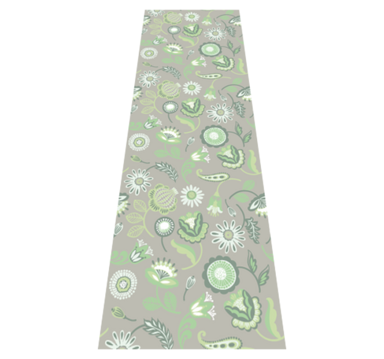 Tappeto pvc cucina motivo fiori verde delicato - TenStickers