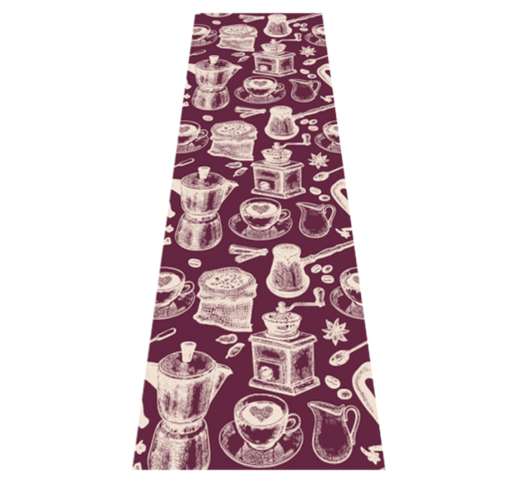 Tappeto pvc cucina design a motivo caffè - TenStickers