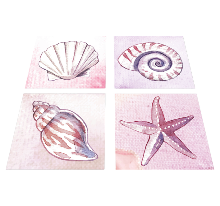 Tappeto vinile bagno piastrelle vita marina - TenStickers