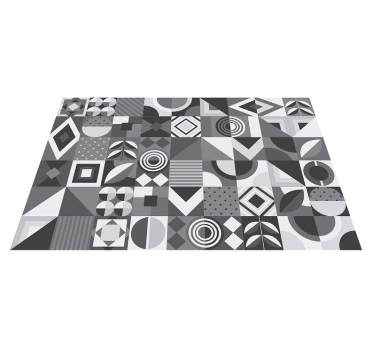 Tappeto vinile bagno piastrelle geometriche grigie - TenStickers