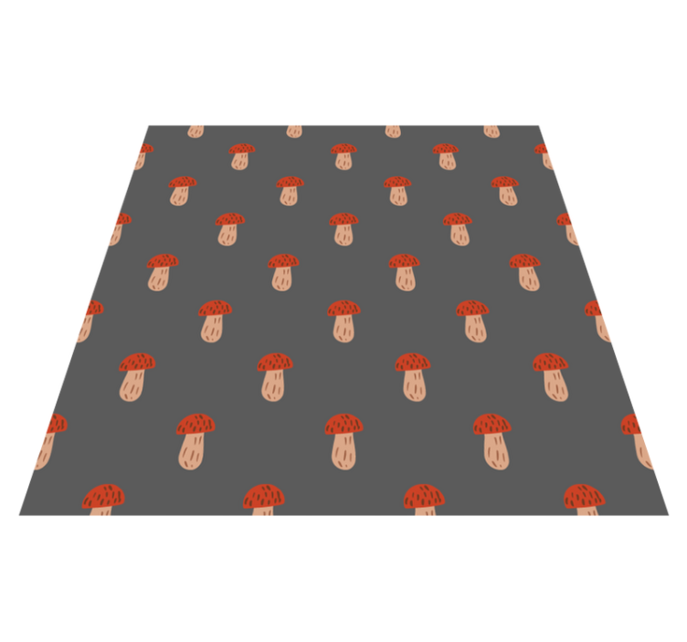 Tappeto vinile fiori funghi classici sfondo grigio - TenStickers