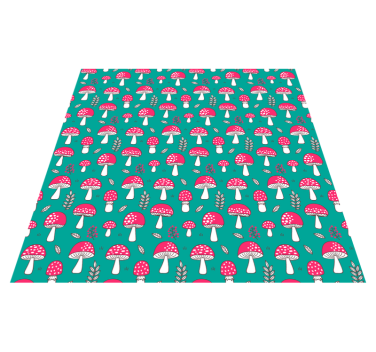 Tappeto vinile fiori funghi classici su sfondo turchese - TenStickers