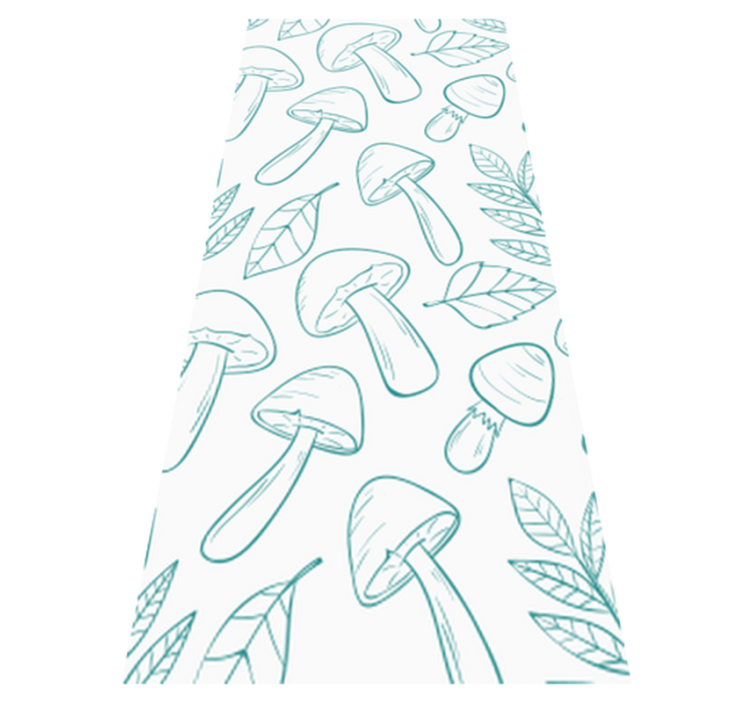 Tappeto vinile fiori motivo funghi blu e bianchi - TenStickers