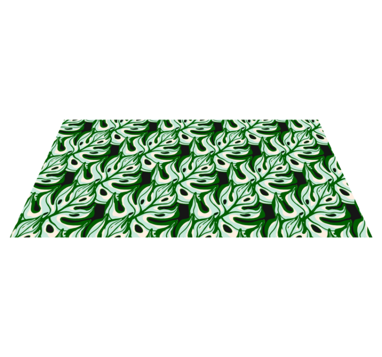 Tappeto vinile fiori motivo floreale nero e verde - TenStickers