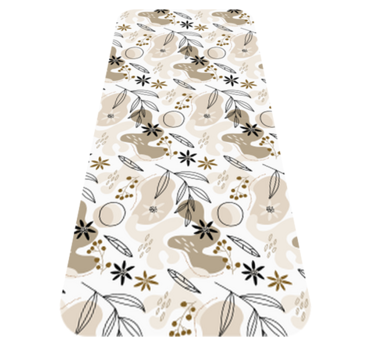Tappeto vinile fiori motivo elegante foglie rosa e beige - TenStickers