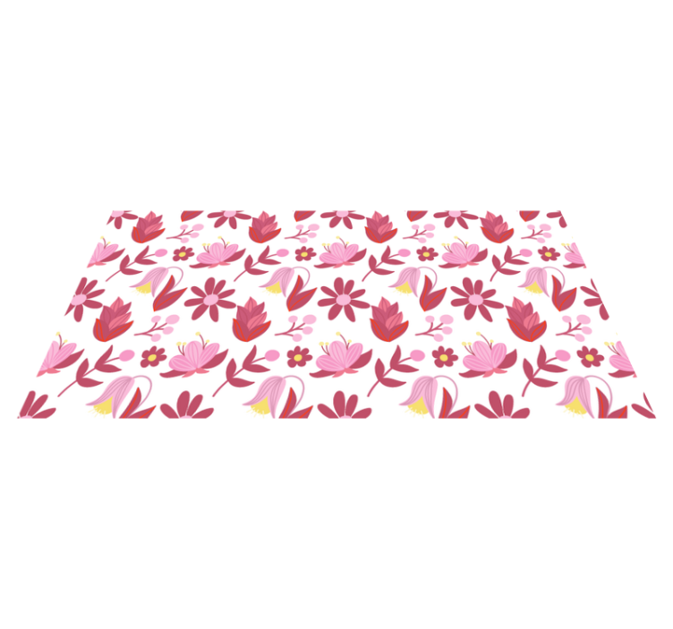 Tappeto vinile fiori arte popolare polacca rossa - TenStickers