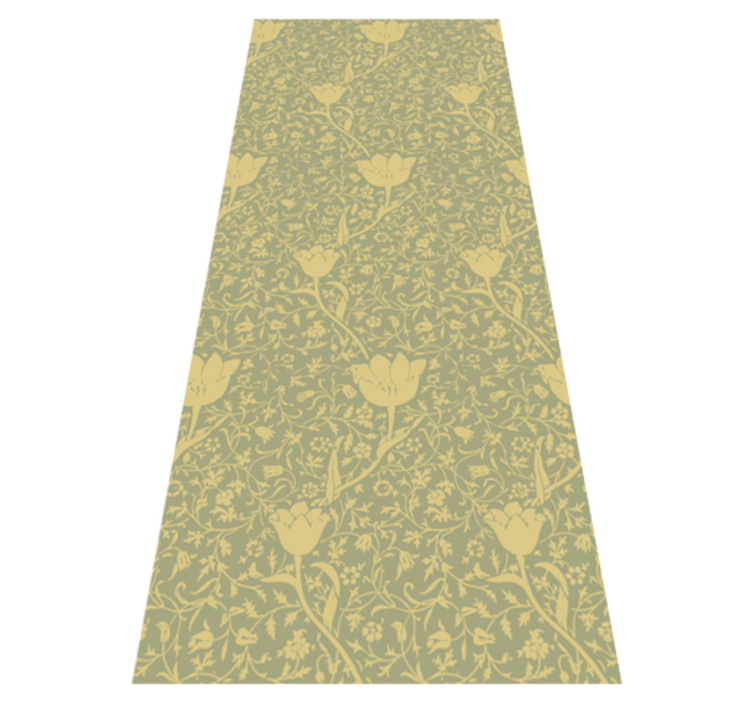 Tappeto vinile fiori motivo floreale oro e verde - TenStickers