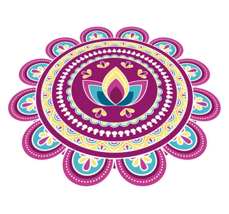 Tappeto vinile fiori mandala di loto colorato - TenStickers