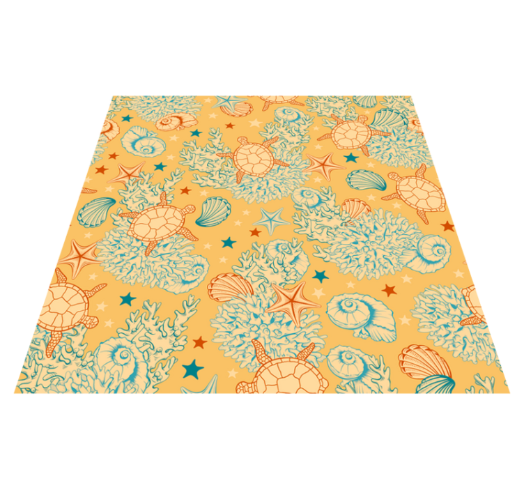 Tappeto vinile fiori coralli e vita marina - TenStickers