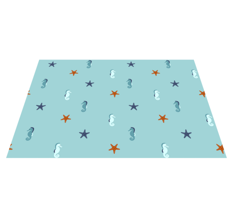 Tappeto vinile fiori motivo cavalluccio marino stelle marine - TenStickers