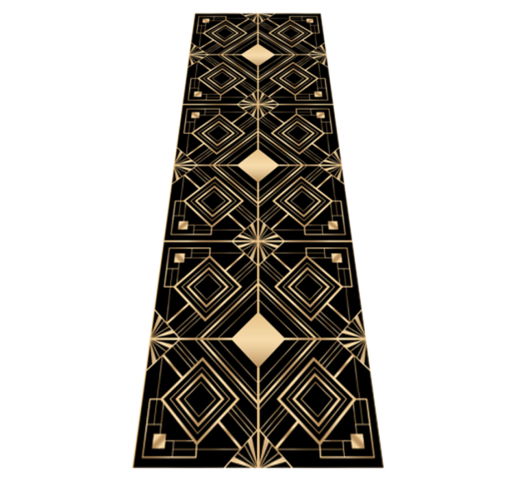 Tappeto vinile geometrico motivo deco nero e oro - TenStickers