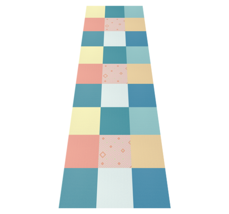Tappeto vinile geometrico motivo patchwork colorato retro - TenStickers