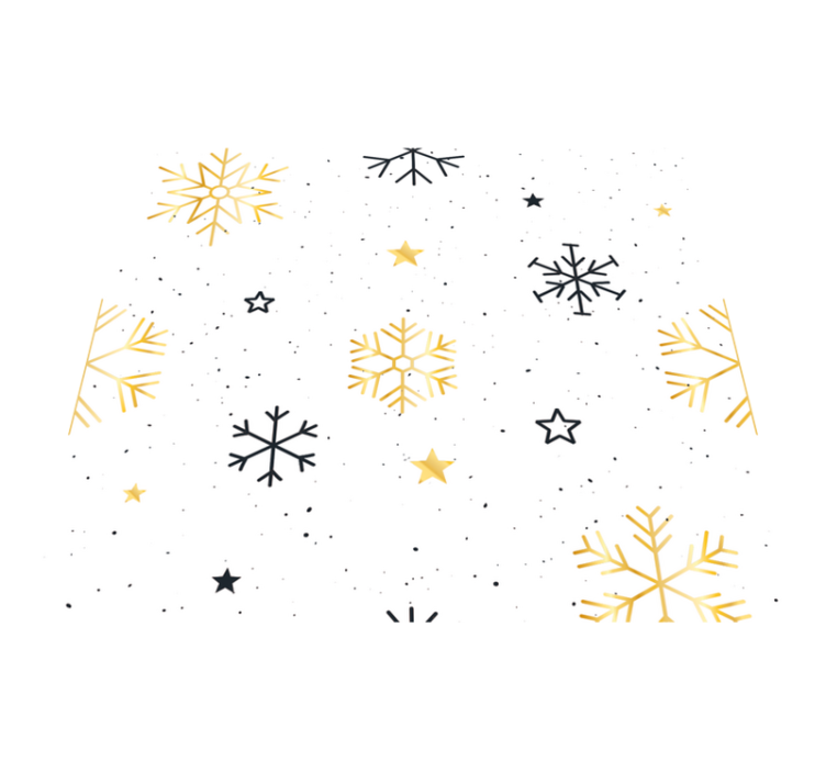 Tappeto vinile natale fiocchi di neve neri e oro - TenStickers