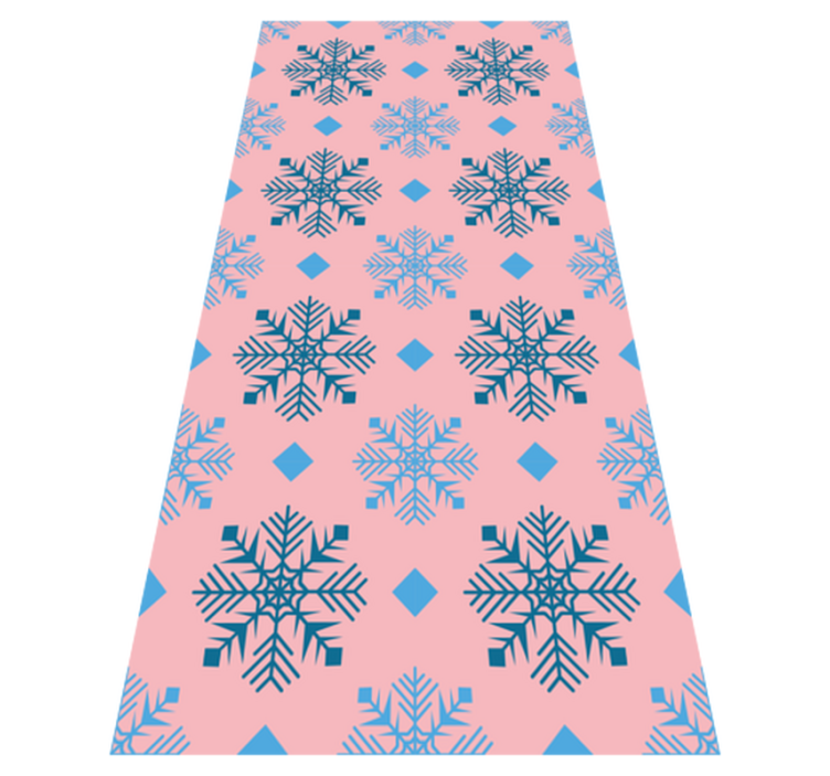 Tappeto vinile natale pattern fiocchi neve rosa e blu - TenStickers