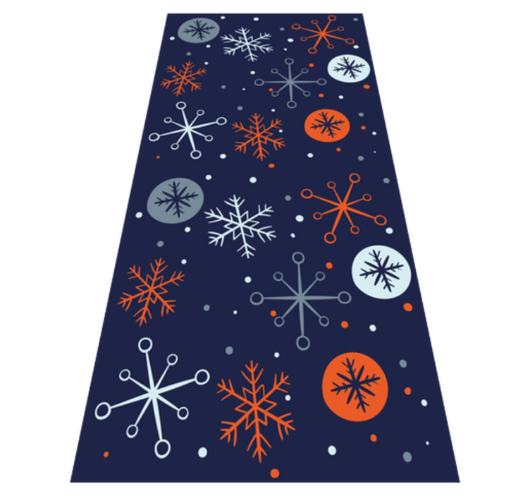 Tappeto vinile natale fiocchi di neve blu e arancio - TenStickers