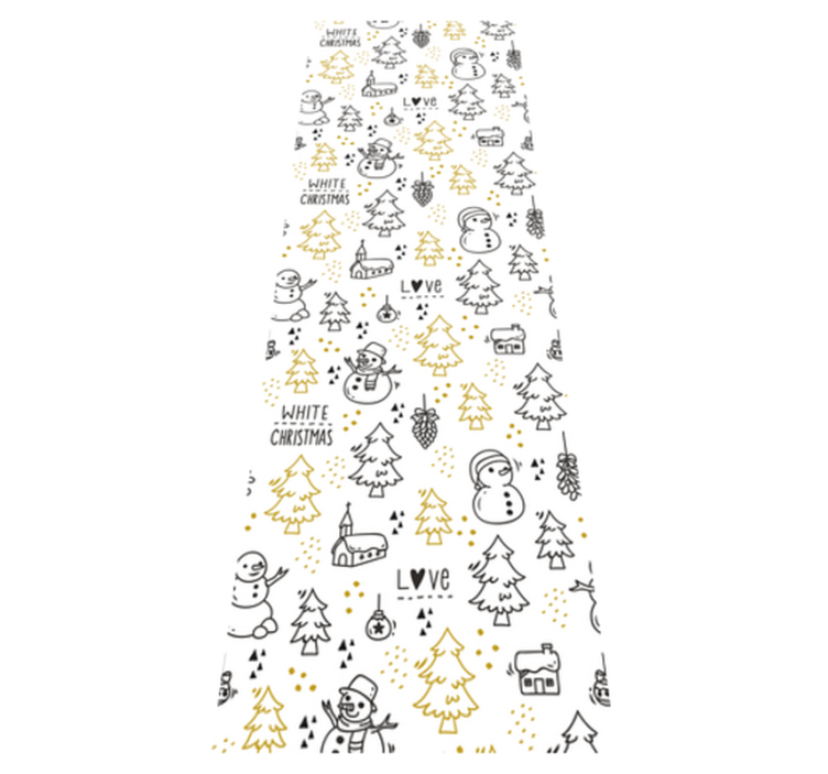 Tappeto vinile natale motivo doodle oro e nero - TenStickers
