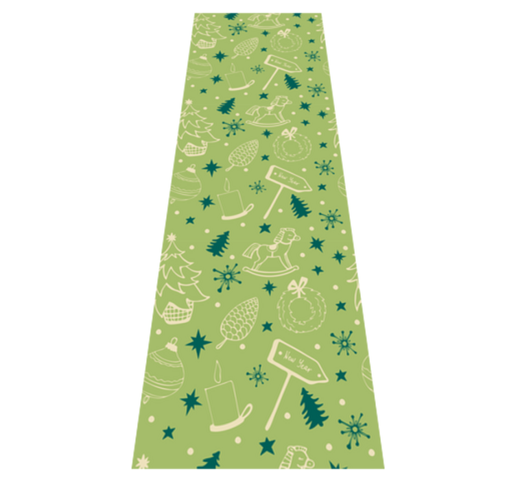 Tappeto vinile natale elementi natalizi su sfondo verde - TenStickers