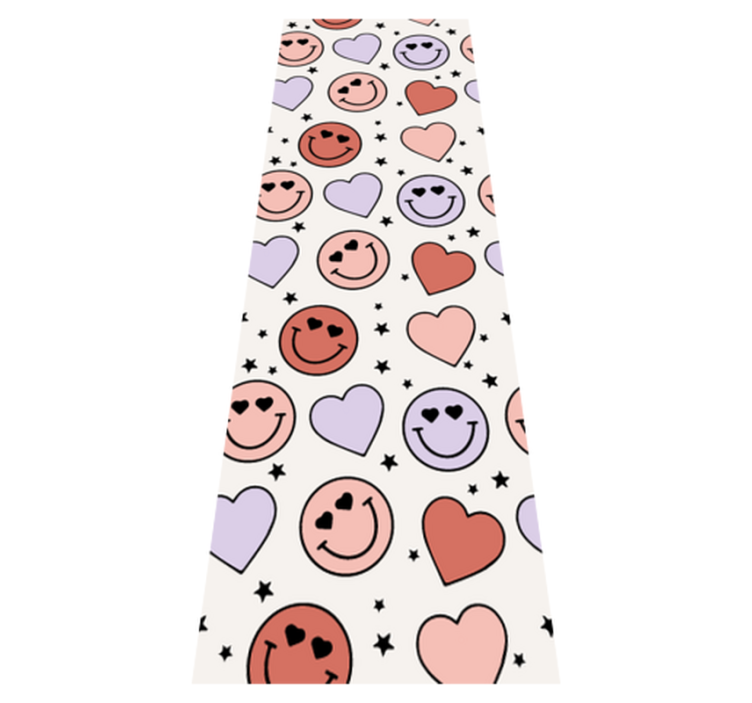 Tappeto vinile camera da letto cuori e faccine sorridenti - TenStickers