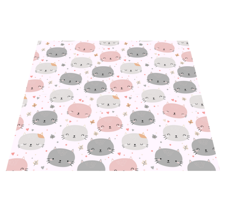 Tappeto vinile camera da letto gattini grigi e rosa - TenStickers