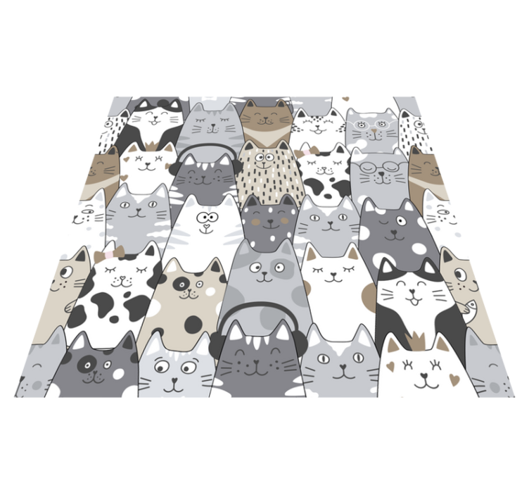 Tappeto vinile camera da letto gatti cartoon - TenStickers