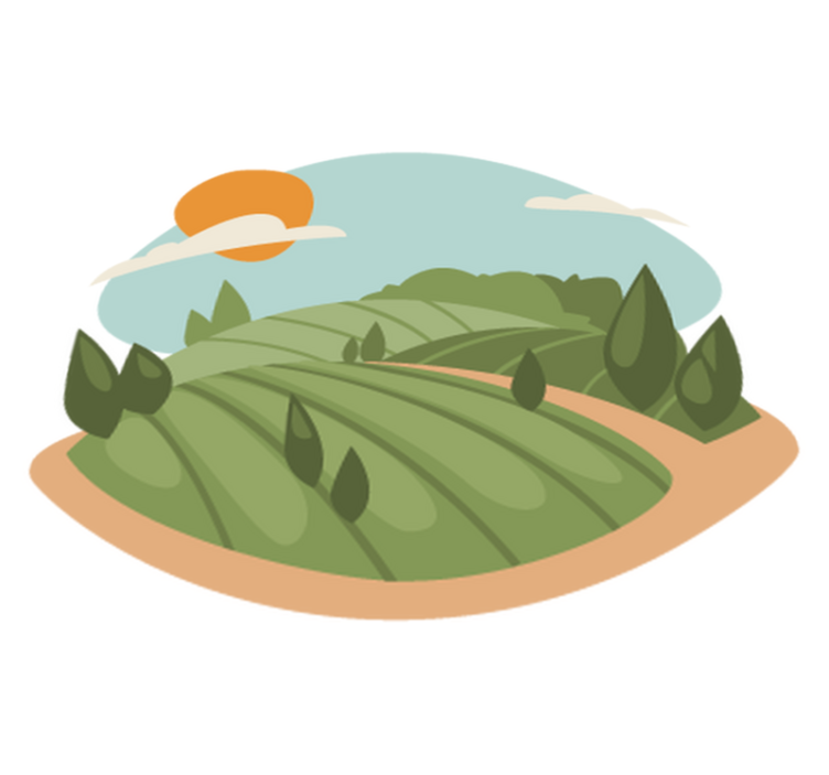 Tappeto vinile natura illustrazione campi - TenStickers