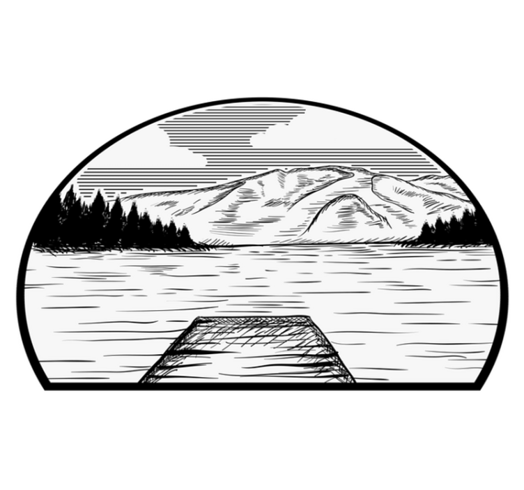 Tappeto vinile natura campeggio lago pino - TenStickers