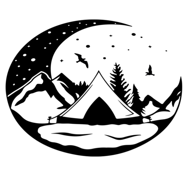 Tappeto vinile natura montagne e luna di notte - TenStickers