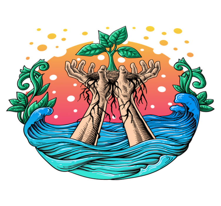 Tappeto vinile natura mani che crescono natura - TenStickers