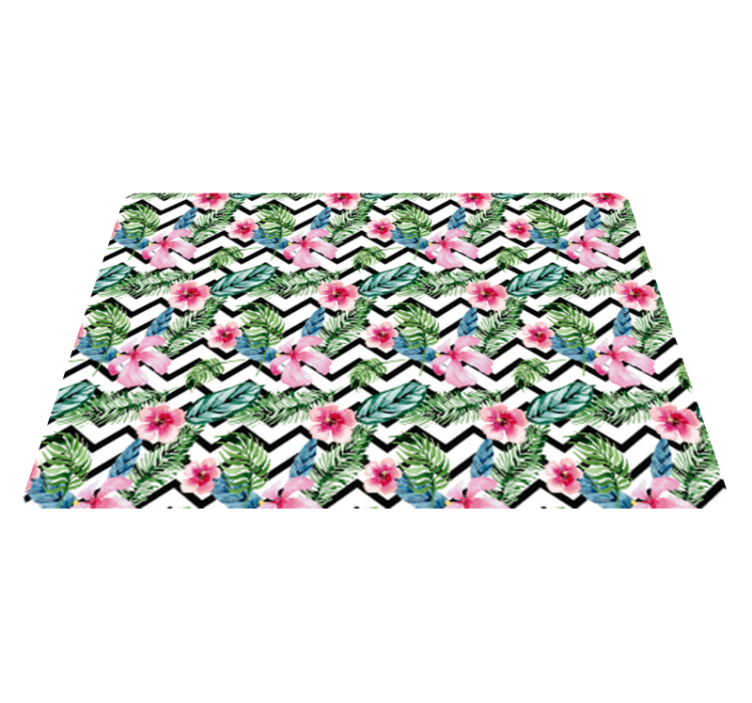 Tappeto vinile fiori linee tropicali a zigzag - TenStickers