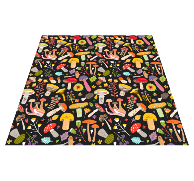 Tappeto vinile fiori motivo funghi autunnali - TenStickers